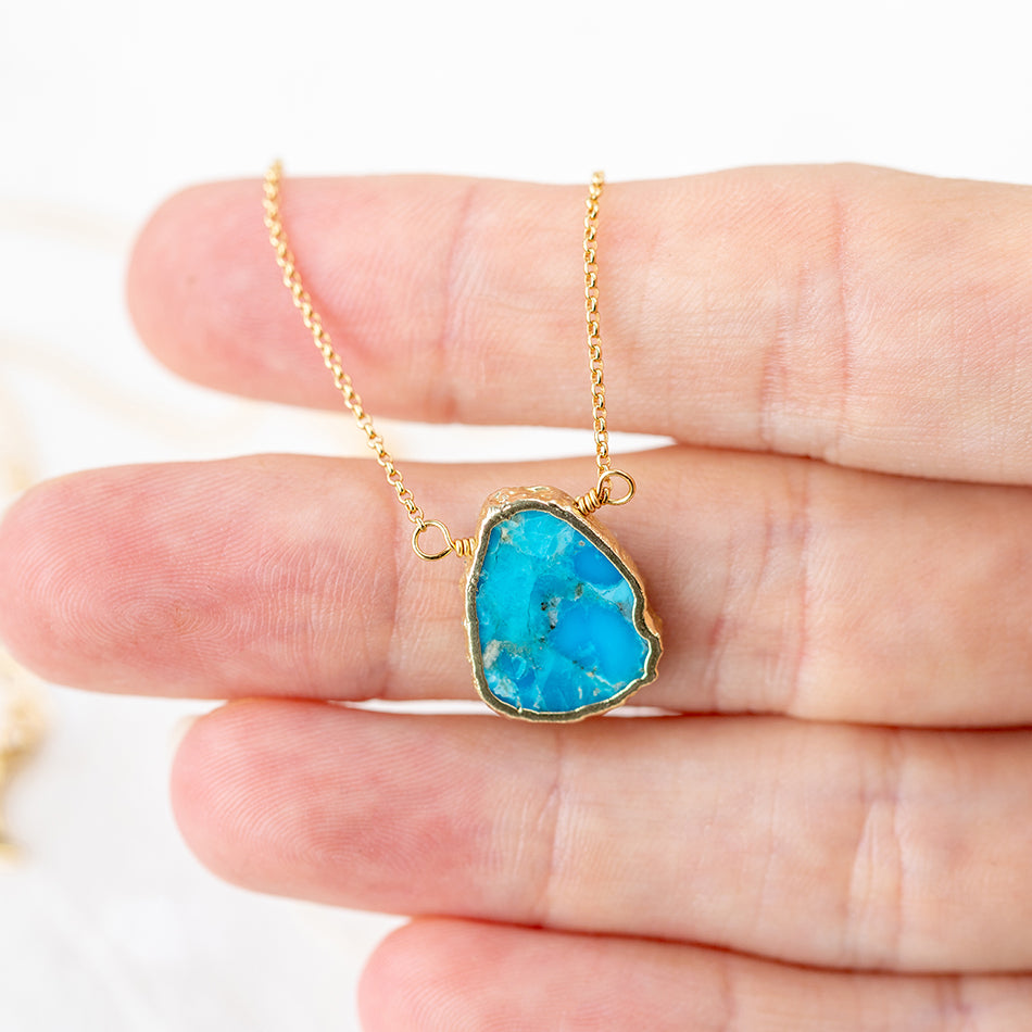 Turquoise blue stone on sale necklace