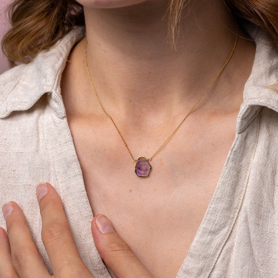 Amethyst Gemstone Slice Necklace