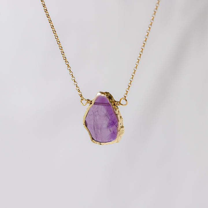 Amethyst Gemstone Slice Necklace