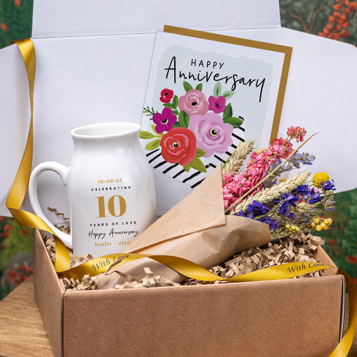 Milestone Anniversary Gift Box with Vase and Flowers