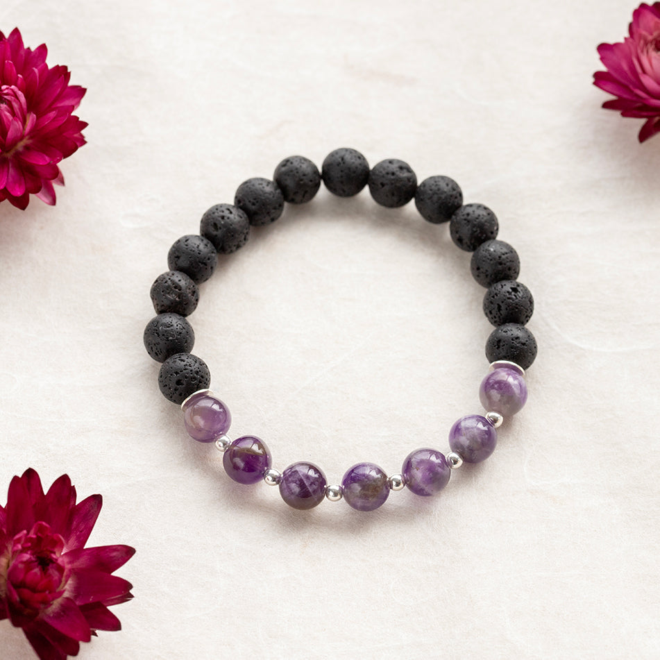 Amethyst and Lava Stone Bracelet