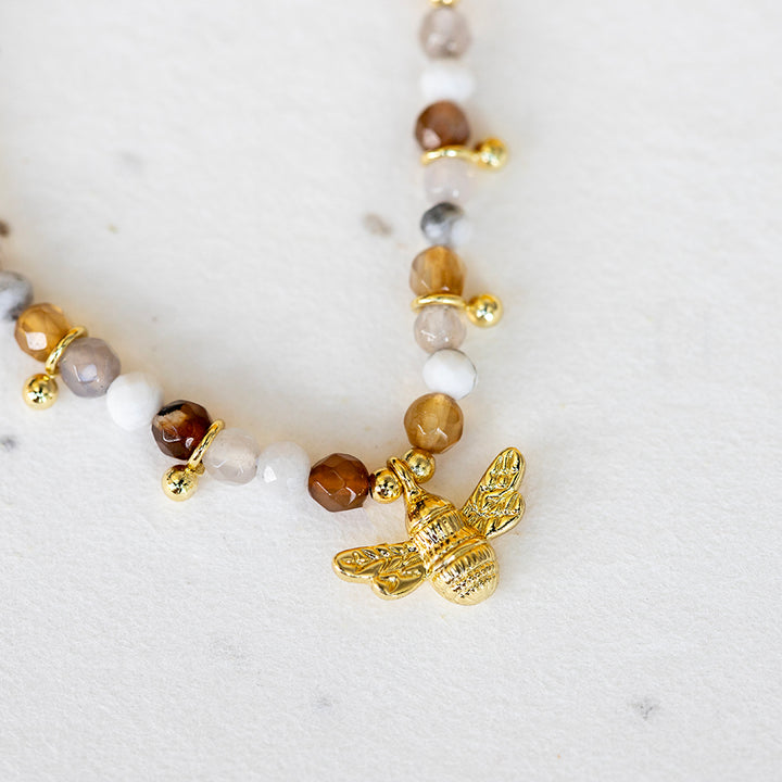 Honey Bee Gemstone Layered Necklace