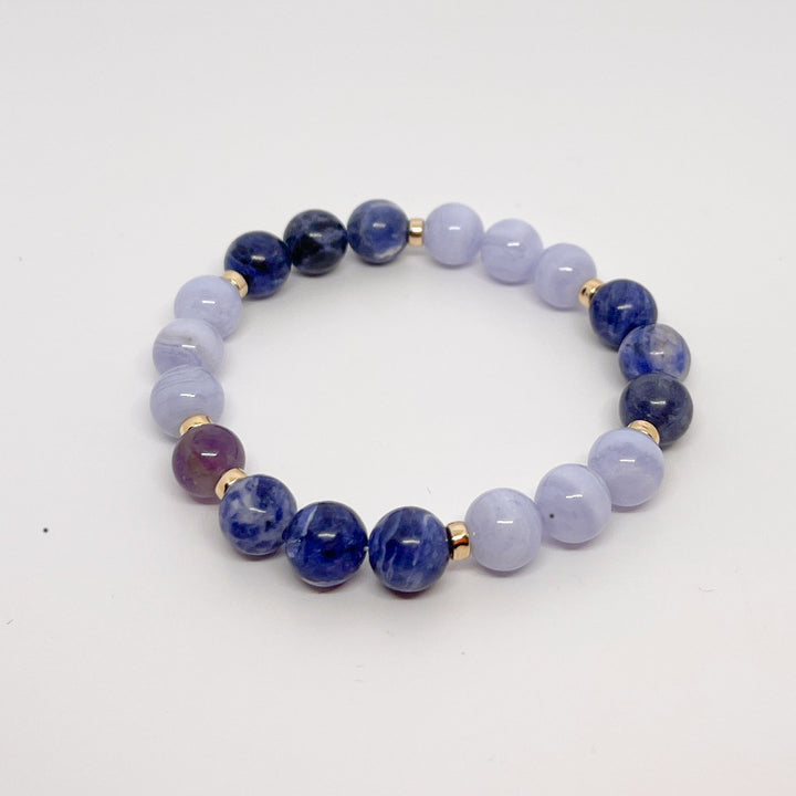 Tranquil Harmony - Sodalite, Blue Lace Agate, and Amethyst Bracelet