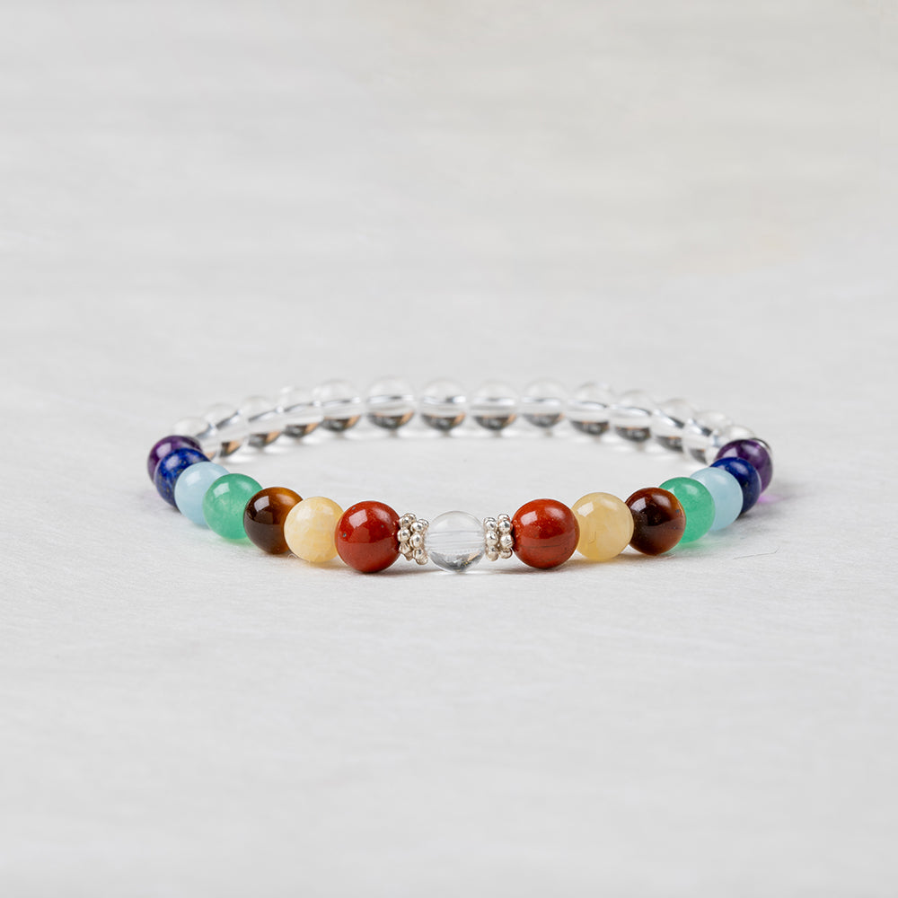 Chakra Bracelet with Clear Quartz - 6mm