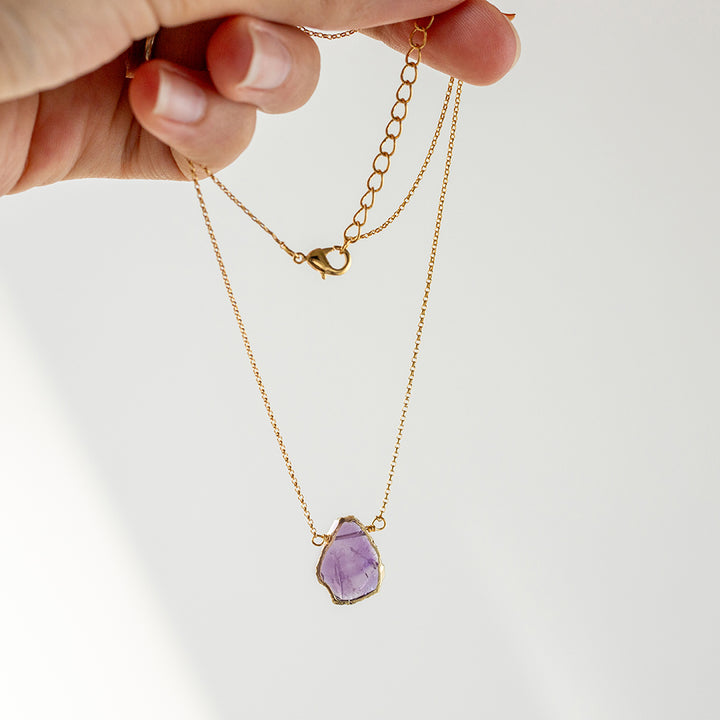 Amethyst Gemstone Slice Necklace