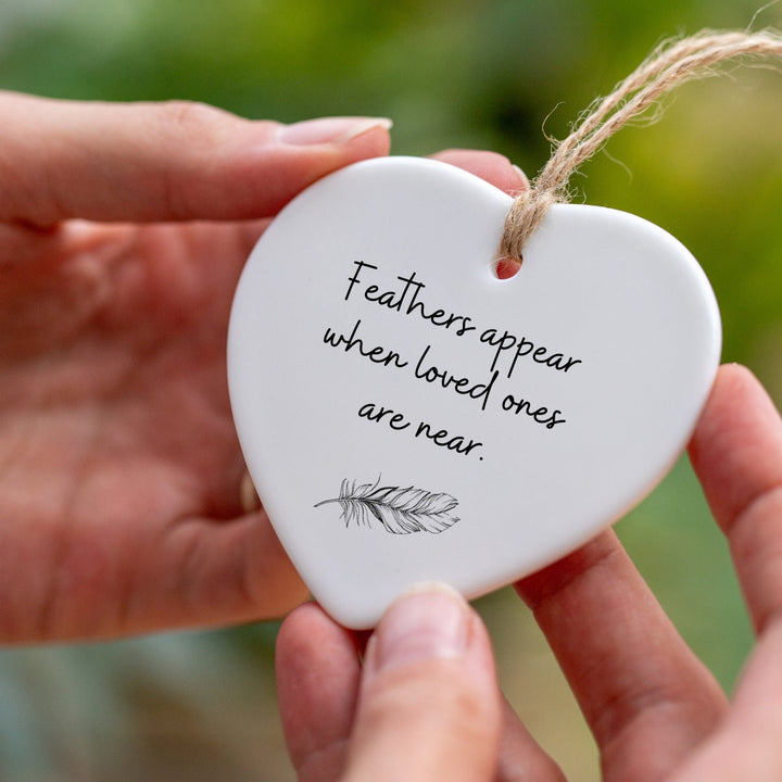 Heart Ceramic Keepsake - Feathers Appear When Loved Ones are Near