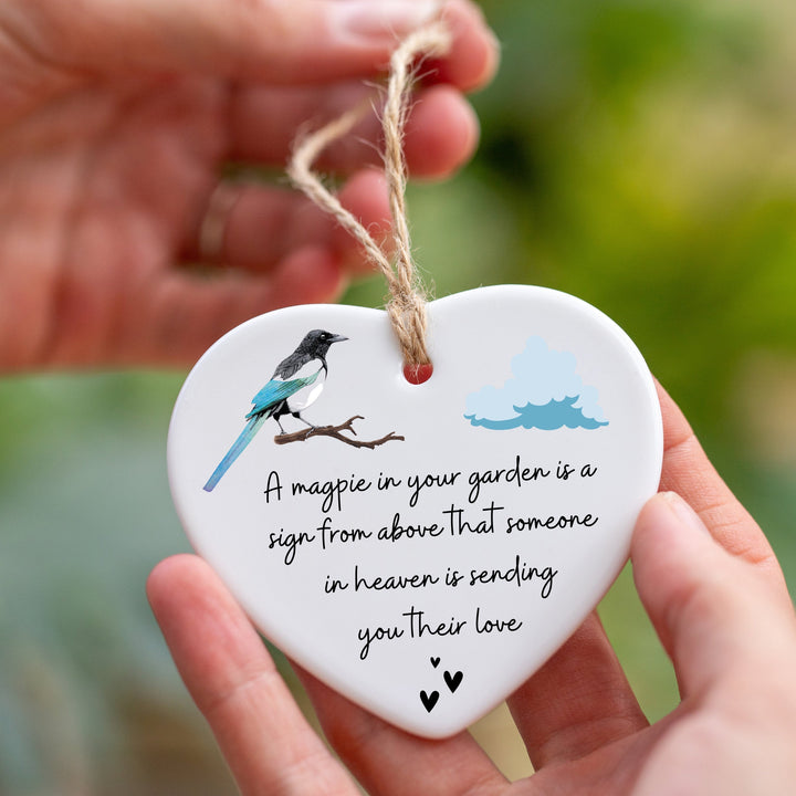 Heart Ceramic Keepsake A Magpie in Your Garden