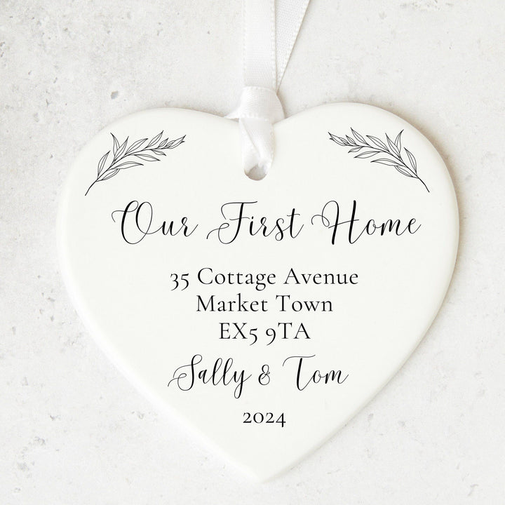 Our First Home Heart Ceramic Keepsake Personalised with Address