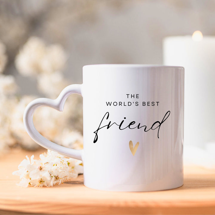 Best Friend Mug - Custom Name Coffee Cup with Gold Heart