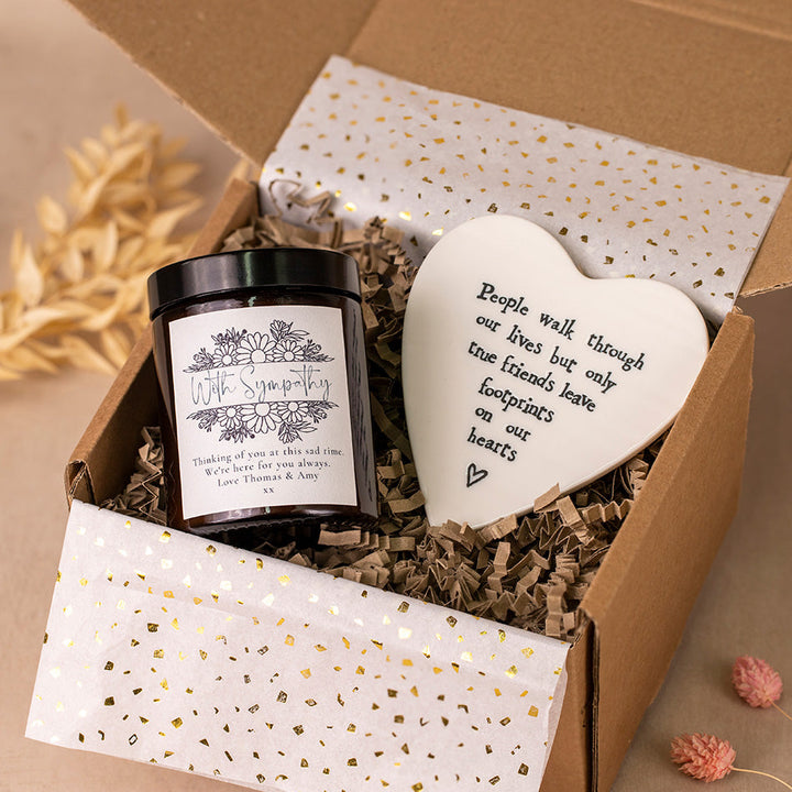 With Sympathy Gift Box - Footprints On Our Hearts Coaster