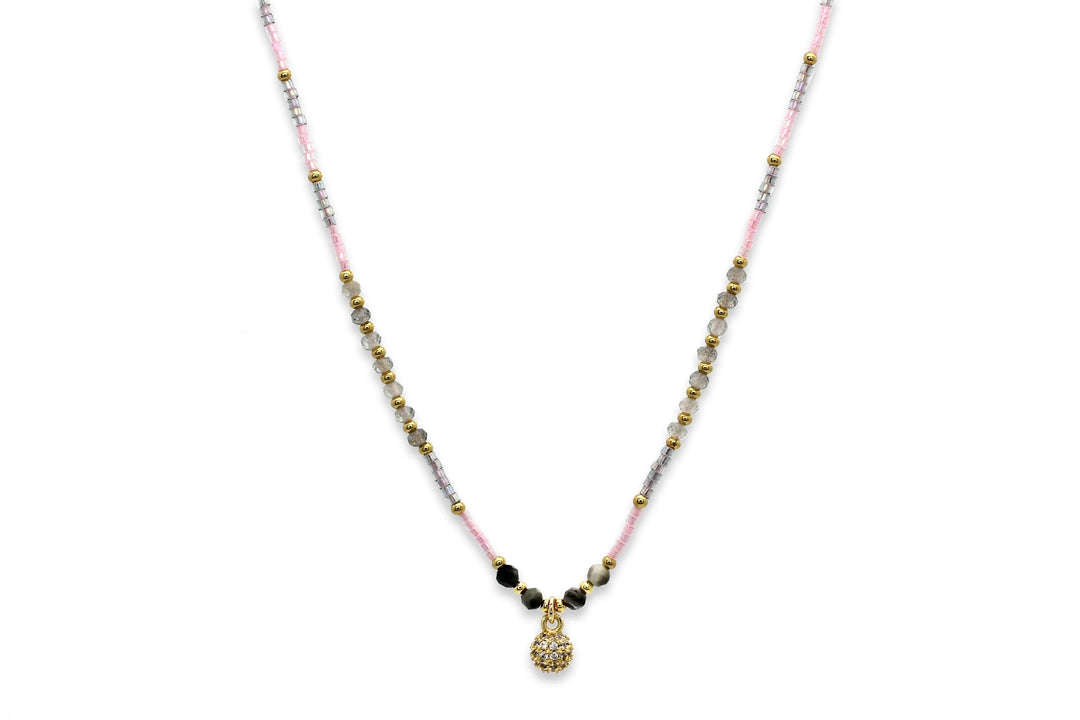 Labradorite and Rose Quartz Gemstone Necklace