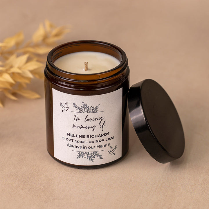 Sympathy Candle with Dove Illustration