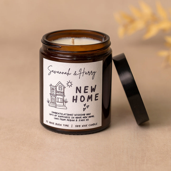 New Home Personalised Candle with Doodle House