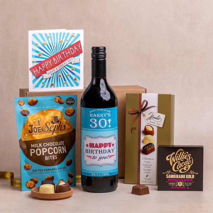 Personalised Birthday Wine and Chocolate Hamper