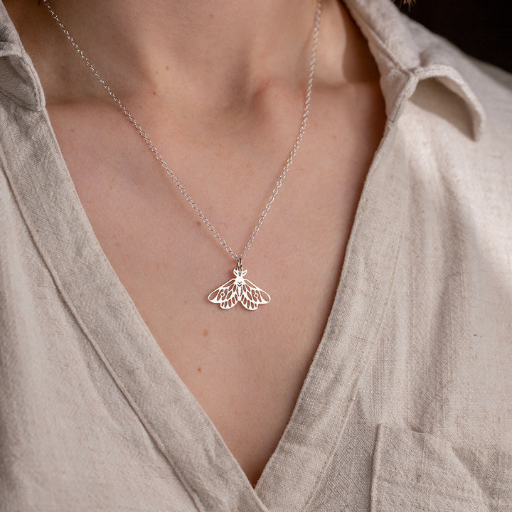 Silver Moth Necklace