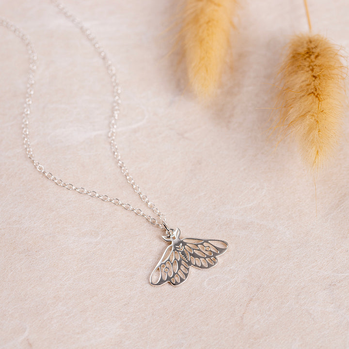 Silver Moth Necklace