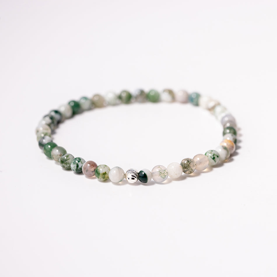 Buy The Mens Tree Agate and Silver Beaded Necklace | JaeBee Jewelry