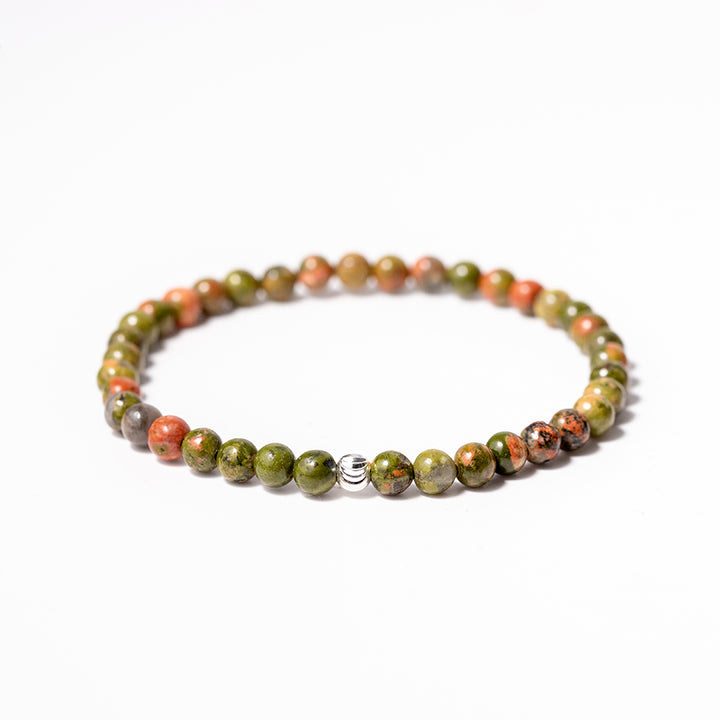 Unakite Gemstone Bracelet 4mm