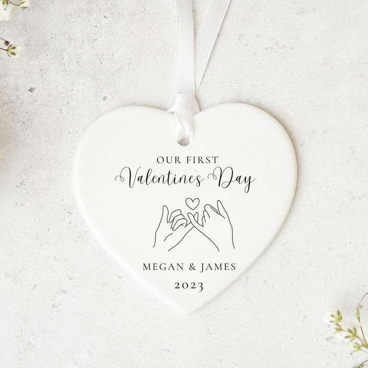 Our First Valentine's Day Forever Linked Heart Ceramic