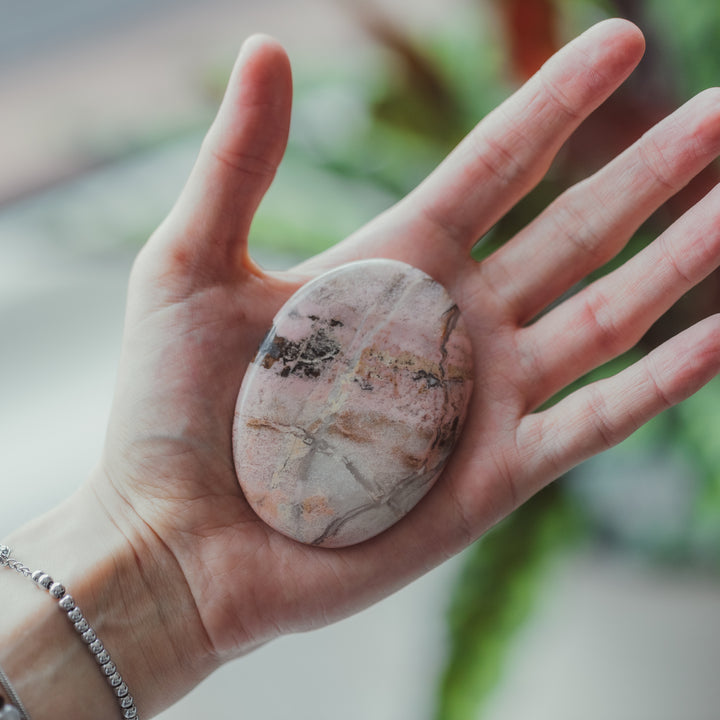 Rhodonite Palm Stone