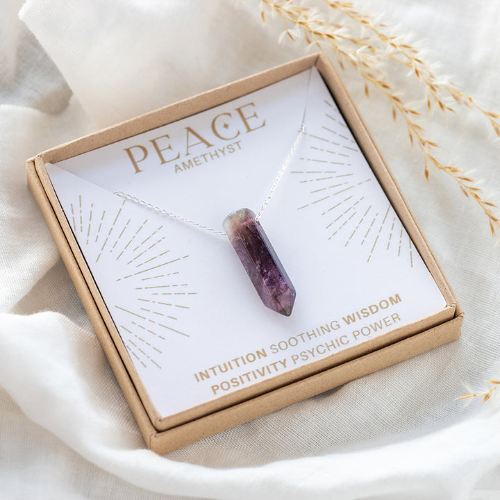 Amethyst Point Crystal Necklace for Peace