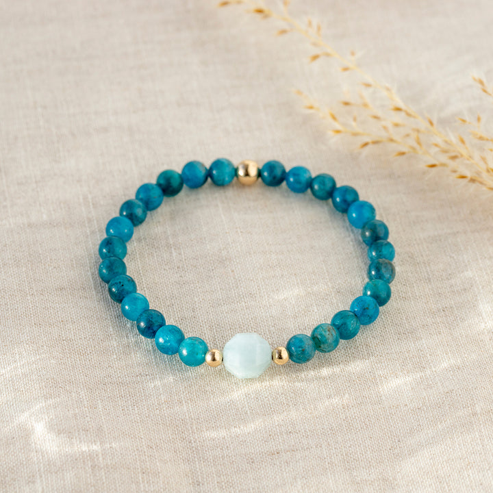 Tranquil Tides Blue Apatite and Aquamarine Gemstone Bracelet 6mm