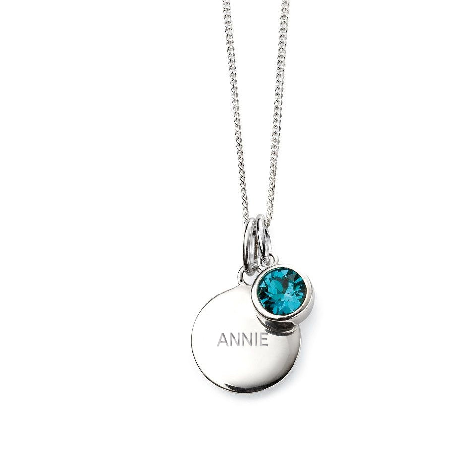 Personalised December Birthstone Necklace - Blue Zircon Crystal