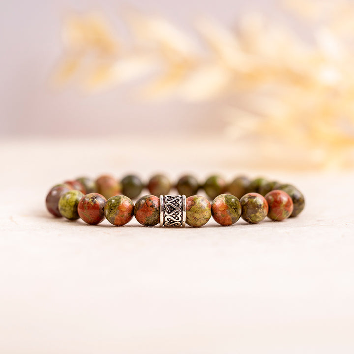 Unakite Gemstone Bracelet 8mm