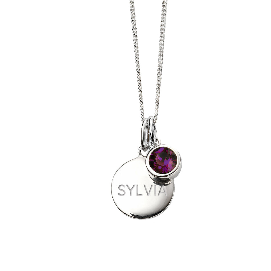 Personalised February Birthstone Necklace - Amethyst