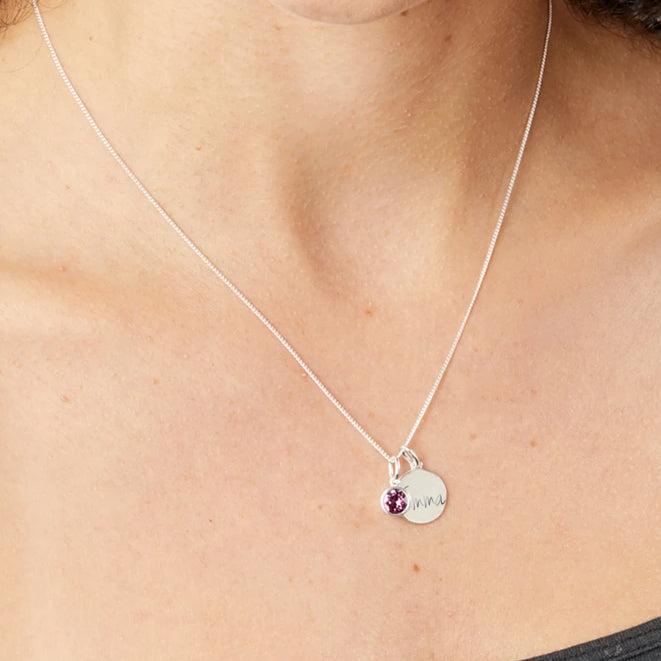 Personalised February Birthstone Necklace - Amethyst