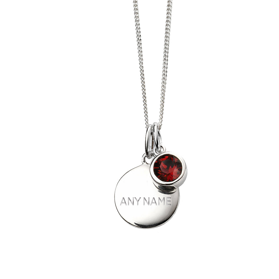 Personalised July Birthstone Necklace - Ruby Crystal