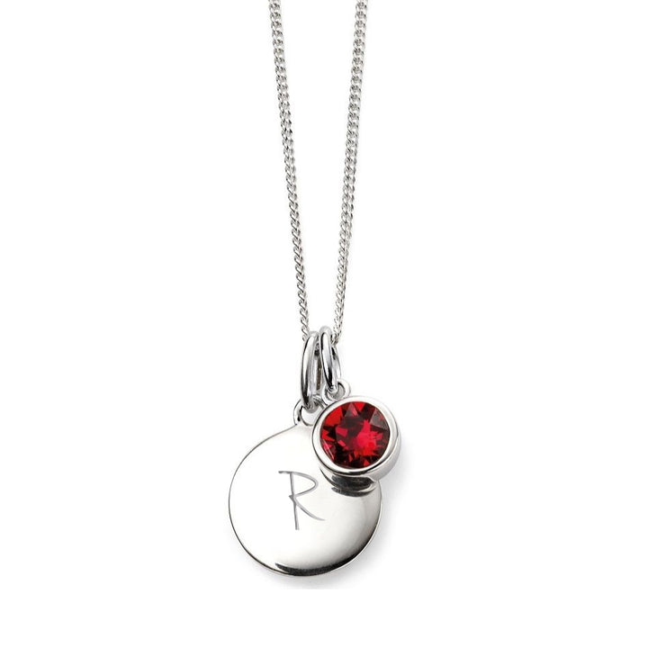 Personalised July Birthstone Necklace - Ruby Crystal
