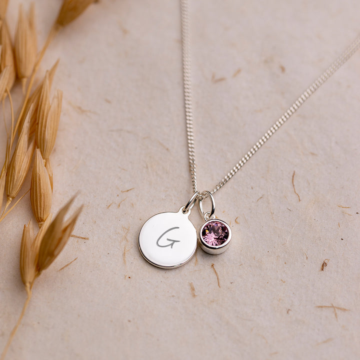 Personalised June Birthstone Necklace - Light Amethyst