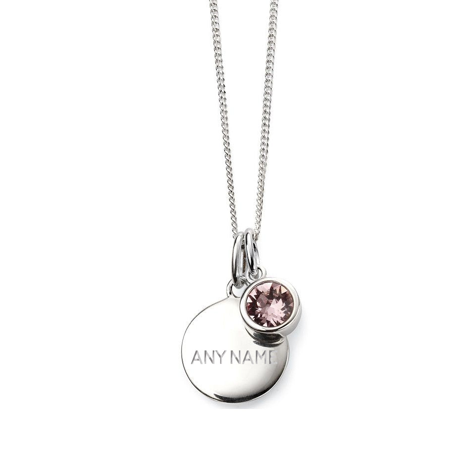 Personalised June Birthstone Necklace - Light Amethyst