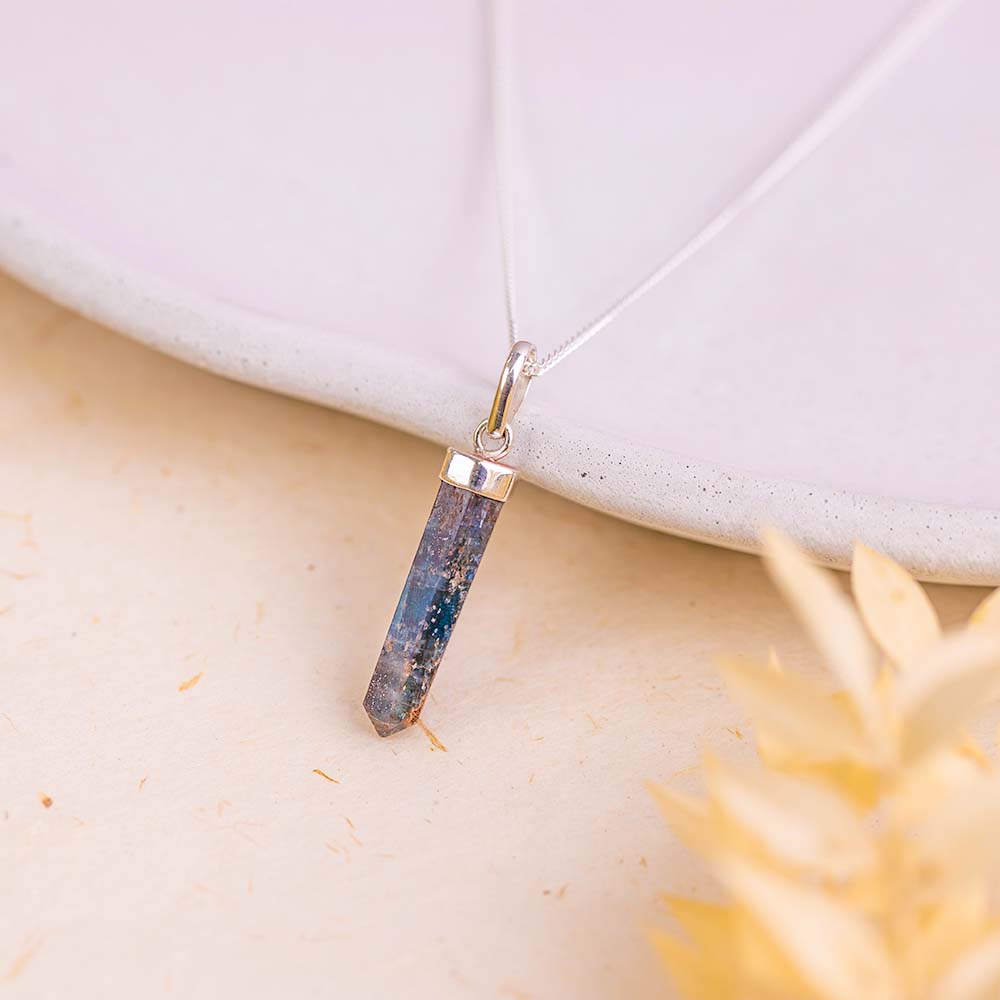 Kyanite Necklace - Sterling Silver Point Pendant