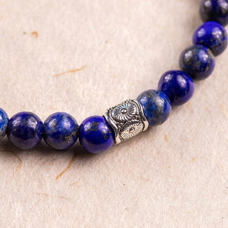 Lapis Lazuli Gemstone Bracelet with Charm 6mm