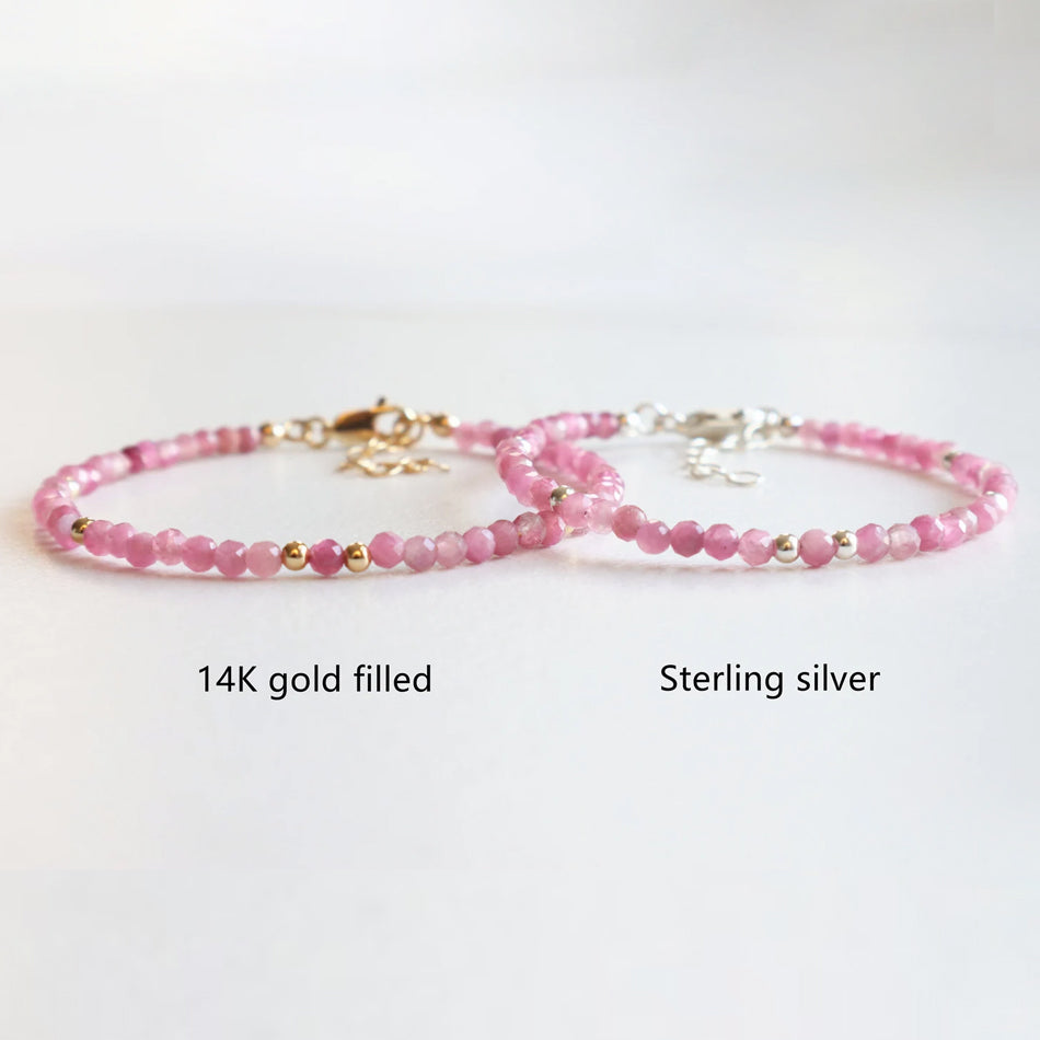 Pink Tourmaline Dainty Bracelet