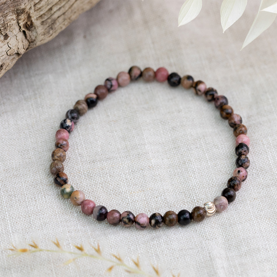 Rhodonite beaded bracelet for energy and healing