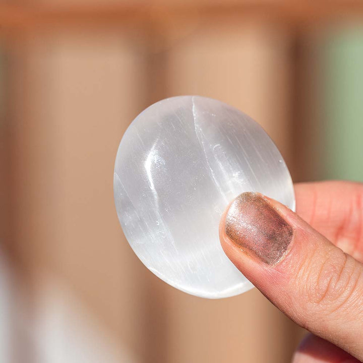 Selenite Thumb Stone