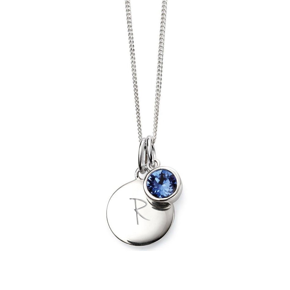 Personalised September Birthstone Necklace - Sapphire Crystal