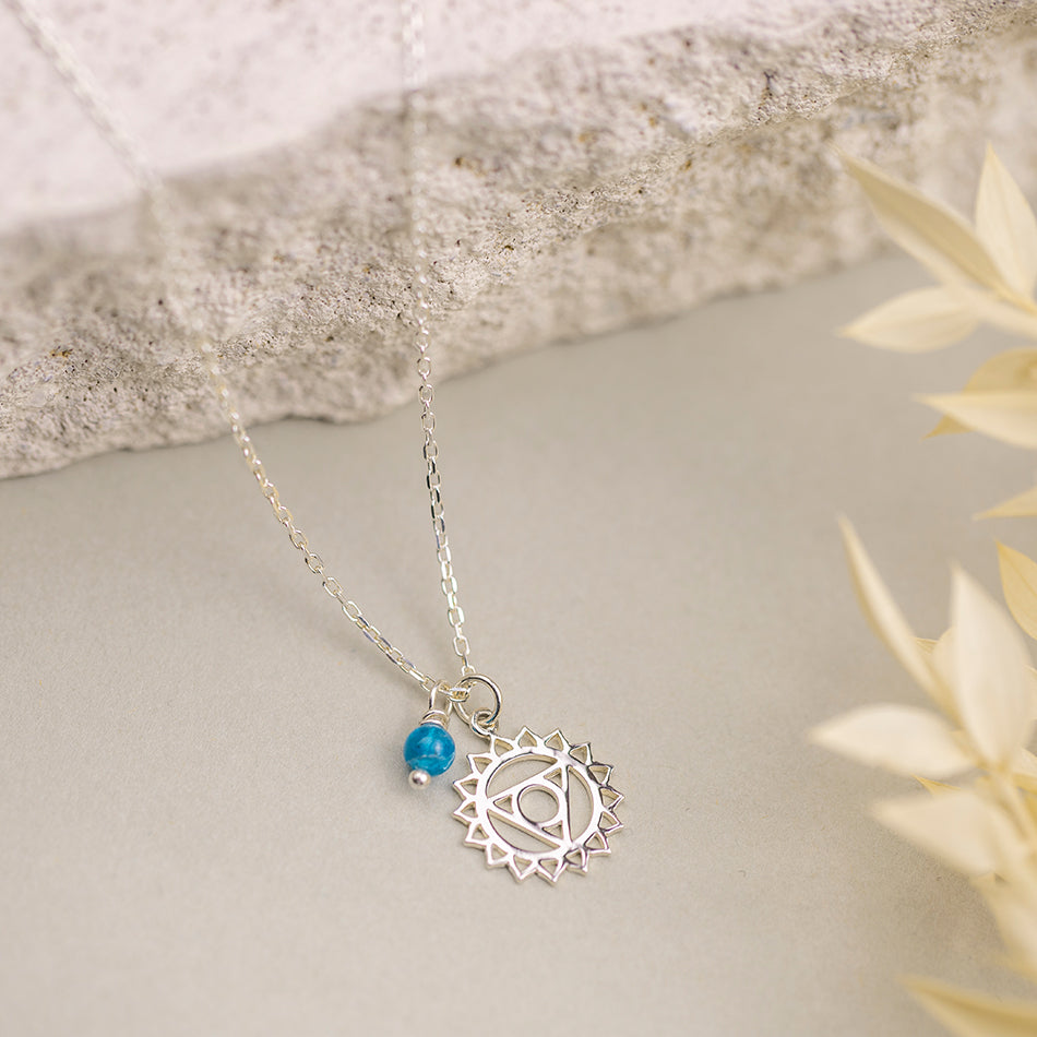 Throat Chakra Necklace with Blue Apatite Charm