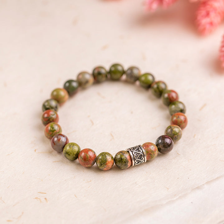 Unakite Gemstone Bracelet 8mm